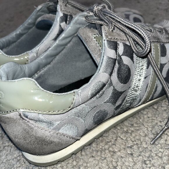 COACH KATHLEEN SIGNATURE LOGO GRAY SNEAKERINAS BALLET FLAT SNEAKERS 6M - Picture 4 of 8